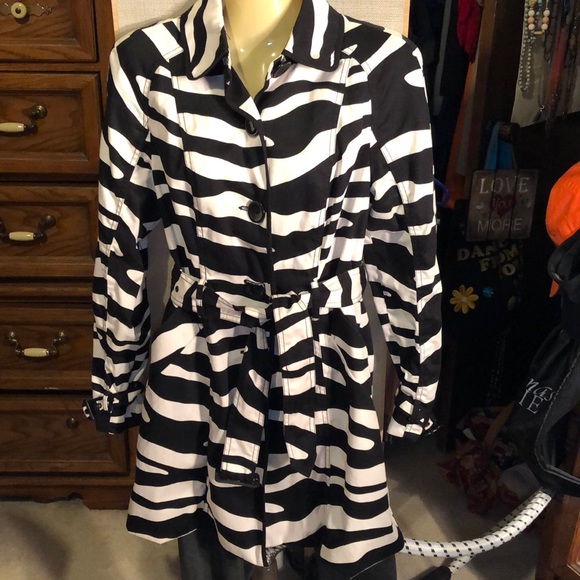 INC International Concepts Jackets & Blazers - Zebra print light weight rain/trench coat